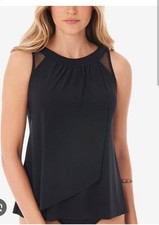 EUC Miraclesuit Illusionists Ursula Underwire Tankini Top Black Size 16 Flowy