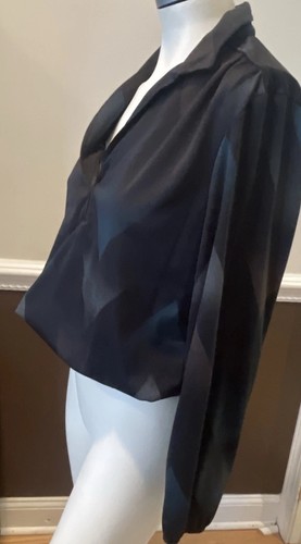 Vintage 60s-70s Women's LEO PALEY NY Long Sleeve Blouson Blouse Size 12 Black - Picture 6 of 10