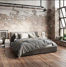 LPD Furniture Soho Dapple Grey Velvet Double Bed | Modern Industrial Design