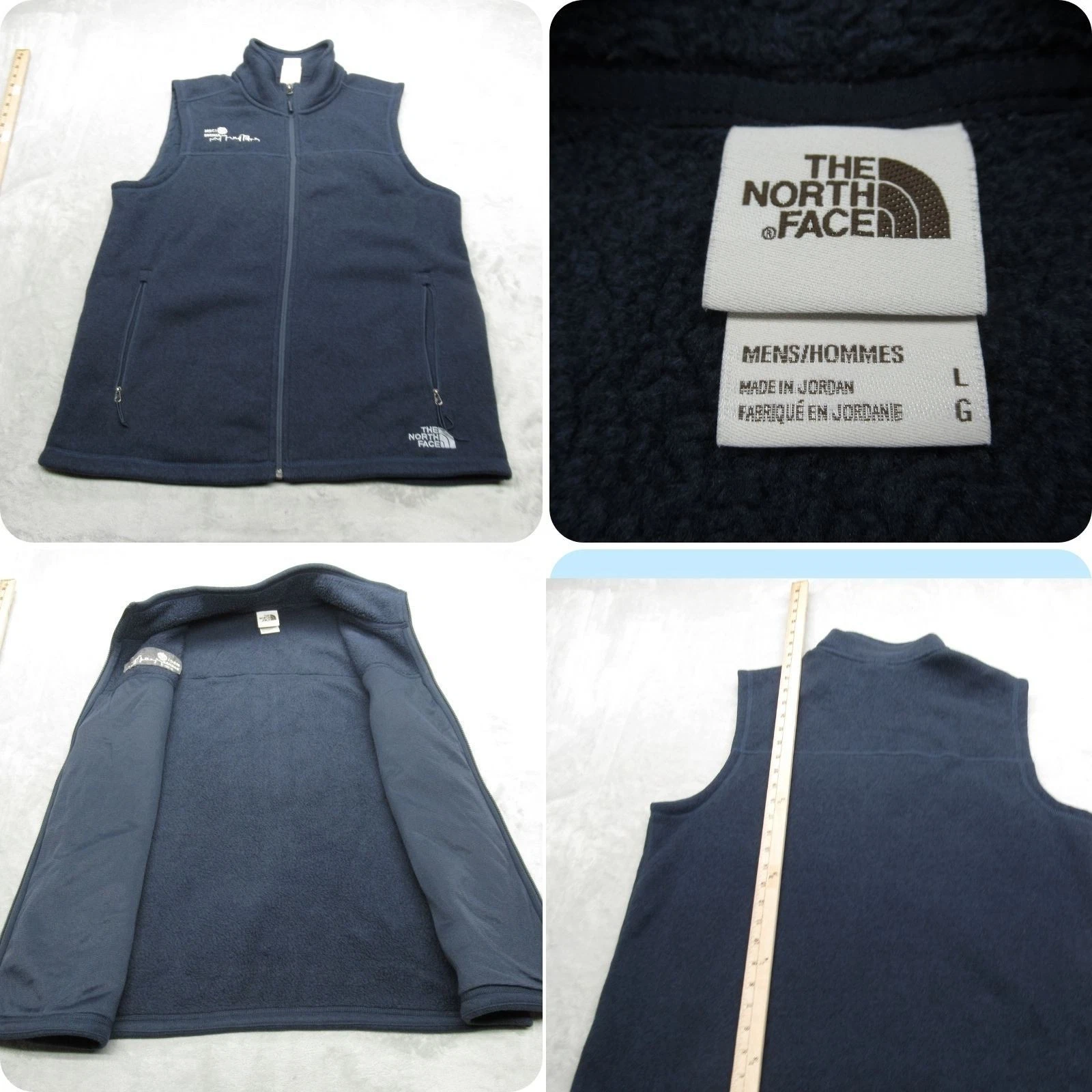 The North Face Vest Mens Large Blue Pockets Soft Fleece Full Zip Outdoor Logo