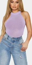 Pretty Little Thing PLT Lilac  Ribbed Soft Knit Vest Size 8