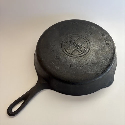 Vintage Griswold No. 8 Cast Iron Skillet Model 704P Large Block Logo