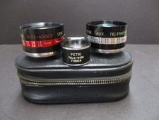 Petri 7 Auxiliary Lens Set Telephoto/Wide Angle with Finder  Case READ