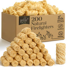 200 Natural Firelighters Wood Wool Wax Starters Log Burner BBQ Pizza Oven Light 0.07 per lighter