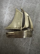 Brass Yacht Sail Boat Peerage England Vintage Ship 7cm
