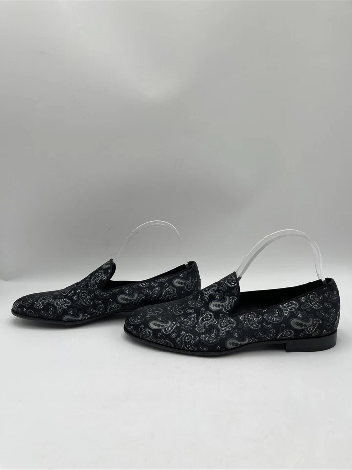Men’s Magnanni Paisley Smoking Slippers Loafers Black Size 8M - Image 3 of 4