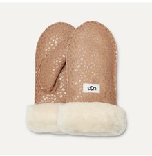 UGG Kids Sparkle Dot Sheepskin Mittens Chestnut Suede Leather 4  6Y Girls Winter