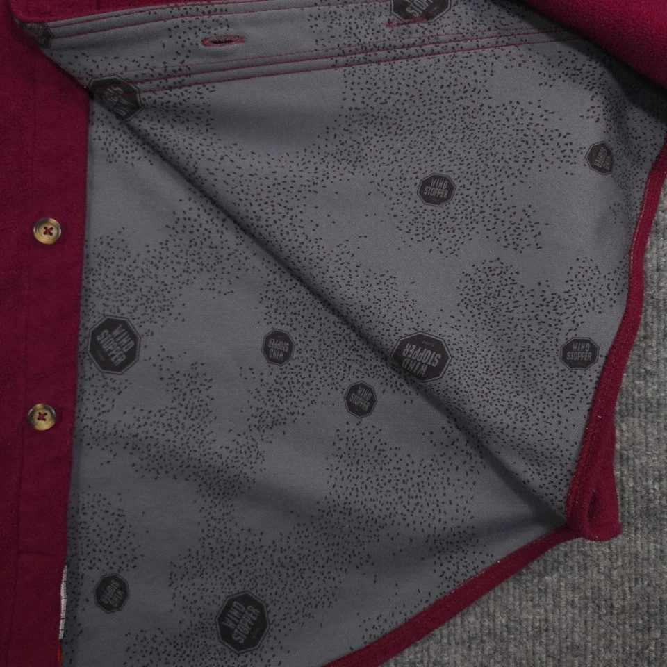 Vintage Cabelas Fleece Shirt Jacket Mens L Wine Gore Wind Stopper Lined USA Made - Image 3 of 4