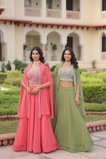 Premium ReadyMade Lehenga Choli with Koti Georgette Fully Stitched Lehnga choli