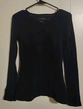 Warm Essentials By Cuddl Duds Women Small Black Fleece Top w/ Thumb Holes
