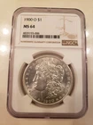 BLAST WHITE Morgan Silver Dollar Dated 1900 "O" Graded MS64 By NGC