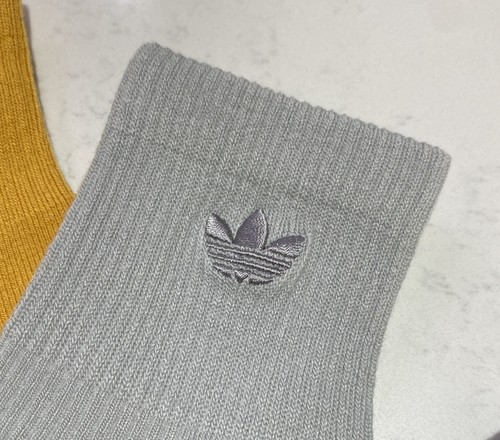 Adidas 3Pk Trefoil Quarter Socks One Pair Each Navy Gray Yellow Size L Mens 8-12 - Picture 4 of 8
