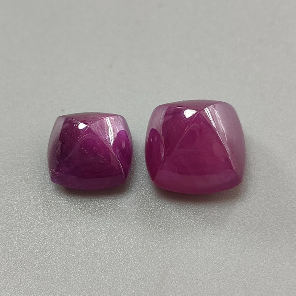 32.10cts Natural Purple Ruby Gemstone Cabochon Sugarloaf 12mm - 14mm 2pcs - Image 2 of 4