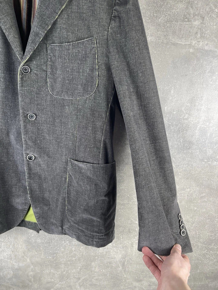 Lardini 男式灯芯绒西装外套水洗炭灰色 52 码意大利制造 — 第 4/4 张图片