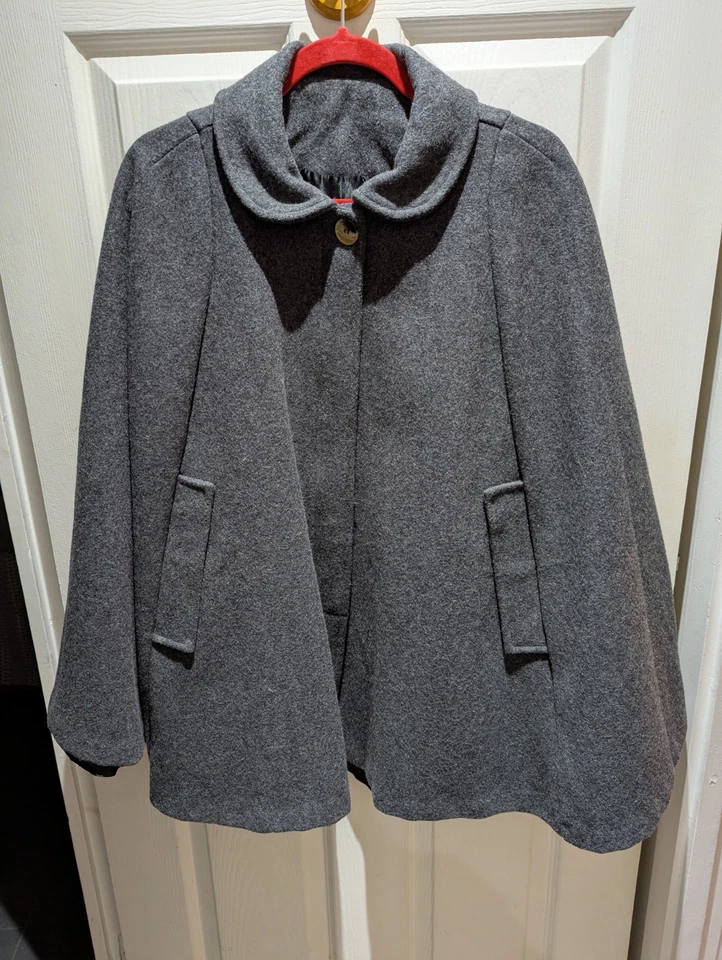 Abrigo Chaqueta Capa Lana American Apparel Mujer De Colección Hecho en EE. UU. - Imagen 2 de 4