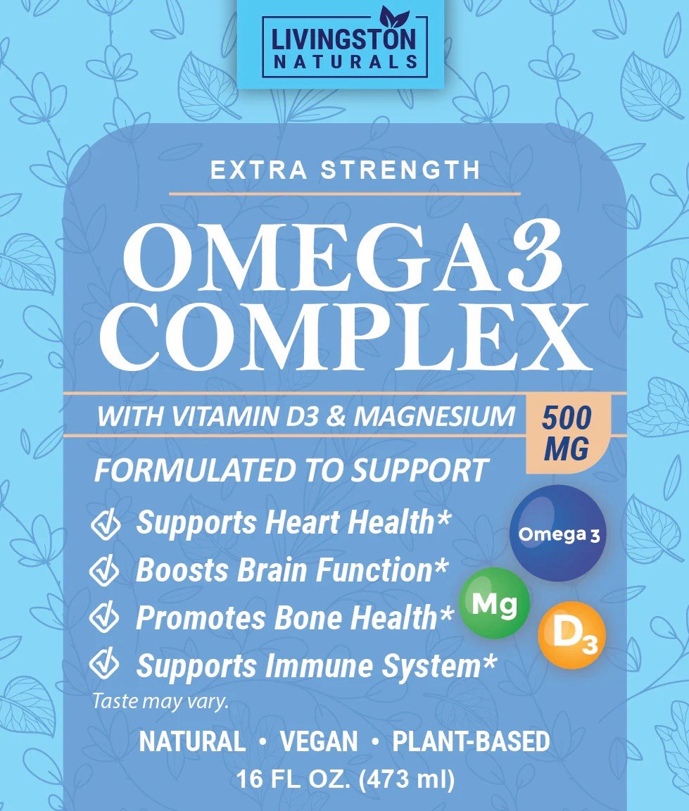 Omega 3 Complex By Livingston Natural Herbal Labs, Plant-Based Foods, 16 oz