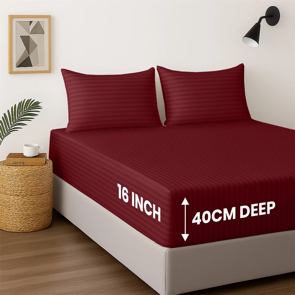 Hotel Quality 40 CM Deep Fitted Bottom Bed Sheet Double King Size Mattress Cover - Image 4 of 4