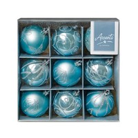 Weihnachten Bruchsicher Kugeln 9 Packung 60Mm Baumdekoration Eisblau