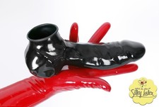 Latex Penishülle mit Hodensack, anatomisch - CHLORIERT! - SCHWARZ
