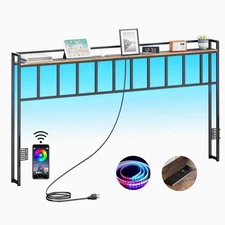 King Headboard, Headboards with LED Light, Outlets and USB Ports, Head Board ...