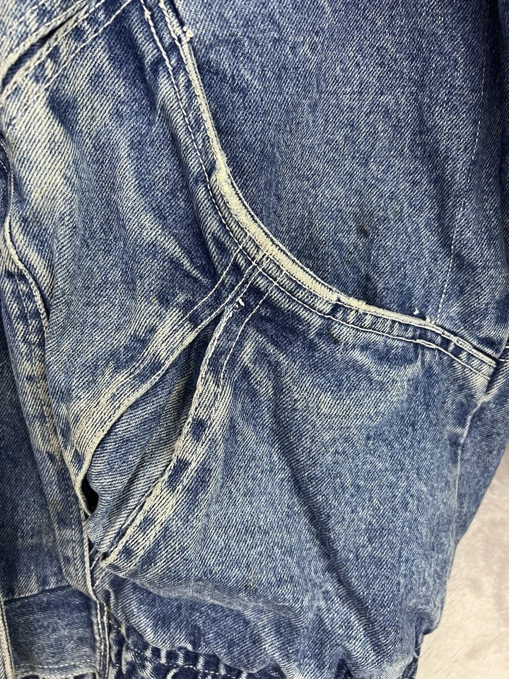VTG 1980's Gitano Jean Jacket Women’s XL Blue Stonewashed Zip Collar Patina Flaw - Image 4 of 4