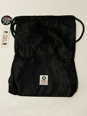 Aape By A Bathing Ape Drawstring Bag Black 17'' x 12.5'' NEW! BAPE