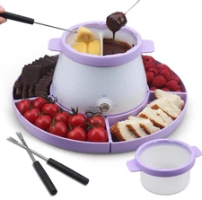 Set fondue eléctrico 2 ollas, calentador chocolate 2.5 tazas con tenedores,Nuevo