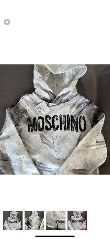 Novo Moletom Masculino Pulôver Moschino Cinza/Branco - Imagem 4 de 4