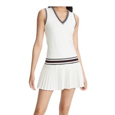 Tory Burch Sport Performance V Neck Tennis Dress in Snow white Size XL