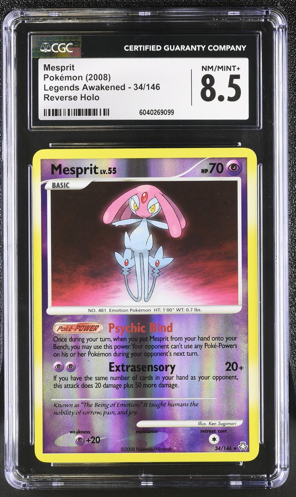CGC 8.5 Mesprit 2008 Legends Awakened 34/146 Reverse Holo Pokemon Card psa