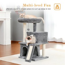 Cat Tree Multilevel Cat Tower with Double Condos, Fully Wrapped Scratching Post