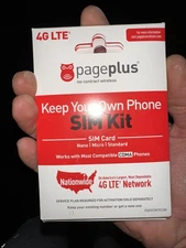 Page plus SIM CARD 4G LTE 3 in 1 Sim Kit, Black (Nano-Micro-Standard)