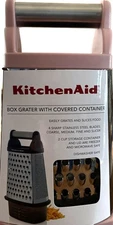 KitchenAid Pink Box Grater Covered Container 4 Stainless Steel Blades New