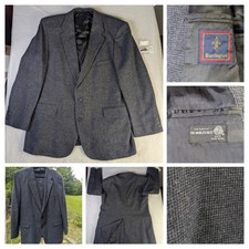 Barrington Sport Coat 48L 100 Pure Wool Jacket Blazer Black/ Gray/Blue