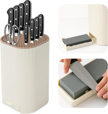 Ceppo Coltelli Da Cucina Vuoto,  4 in 1 Ceppo Portacoltelli Con Cote E Slot Port