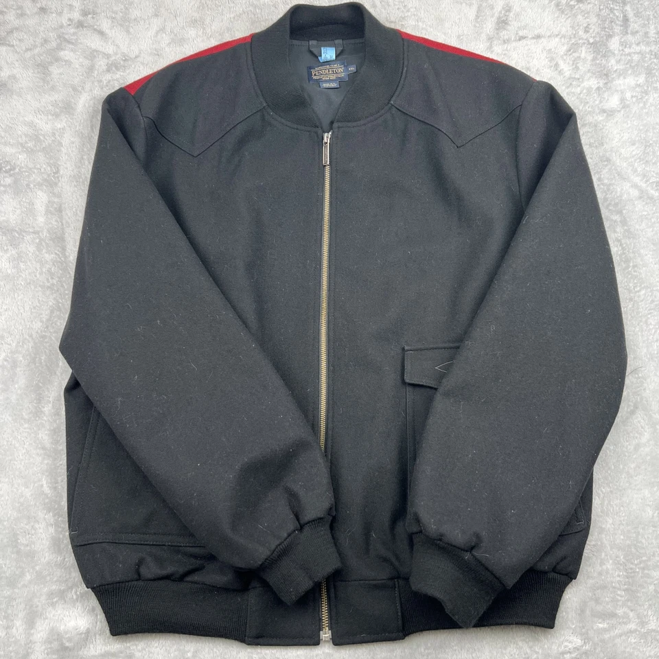 Pendleton Western Yoke Bomber Jacket Mens 2XL Black Red Chief Star Virgin Wool - Image 2 of 4