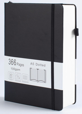 Thick Bullet Notebook with 366 Numbered Pages, A5 Dotted Journal for Writing