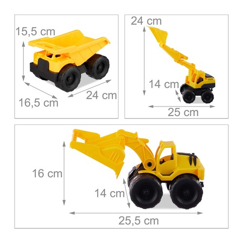 Relaxdays 10023916 Lot de 3 jouets de construction avec pelleteuse frontale e... - Photo 4/9