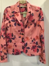 CAbi Blazer Womens 8 Pink Floral Jacket Ladies Cotton 36  Chest Stretch Cotton