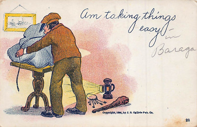 AM TAKING THINGS EASY...THIEF STEALING-OGILVIE PUBLISHED 1906 ARTIST POSTCARD