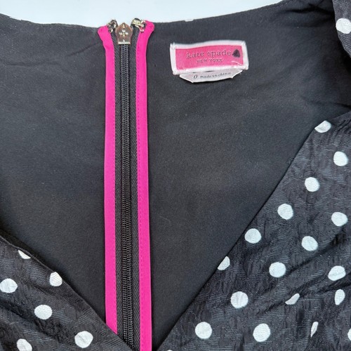 KATE SPADE Harmony Dot Cloque' Top Blouse Black White Polka Dot Size 0 - Picture 9 of 11