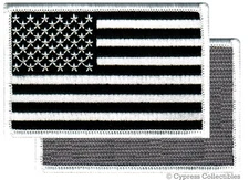 AMERICAN FLAG EMBROIDERED PATCH BLACK WHITE USA US w/ VELCRO® Brand Fastener