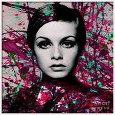Einzelstück! Miss Twiggy Extreme Splash Rot gerahmt weiss 100x100 Forex/Pop Art