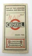 VTG 1927 Map of Underground London General Bus Routes No 7 Map