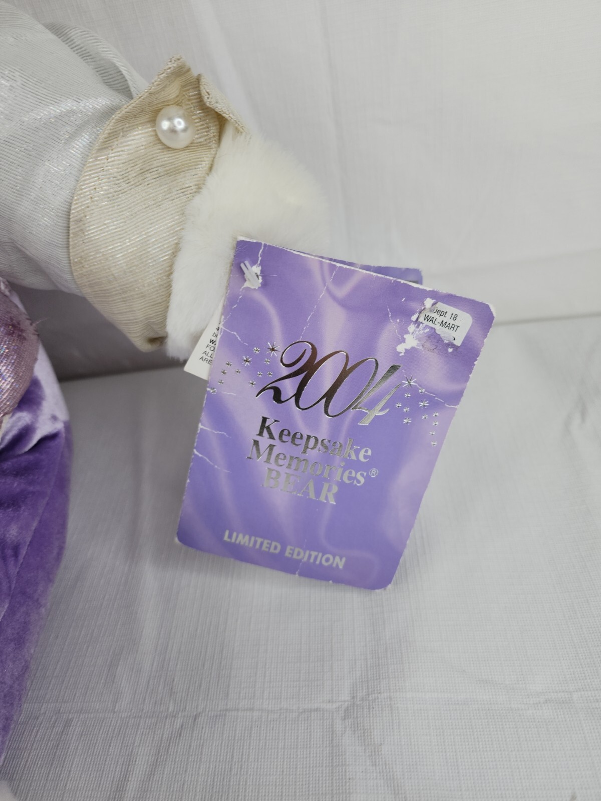 2004 Dan Dee Walmart Keepsake Memories Teddy Bear Plush White Purple