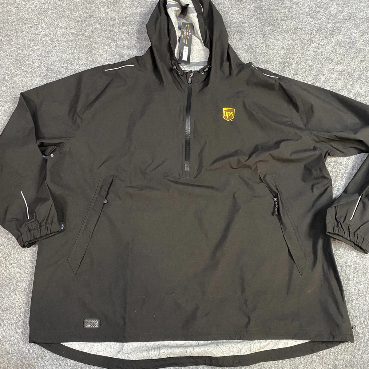 UPS Embroidered Dri Duck Jacket 4XL Black Solid Anorak Storm