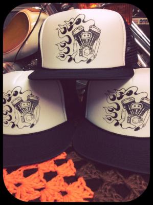 EVO FLAMED ENGINE snapback black & white trucker motor heads cam carb s&s frx