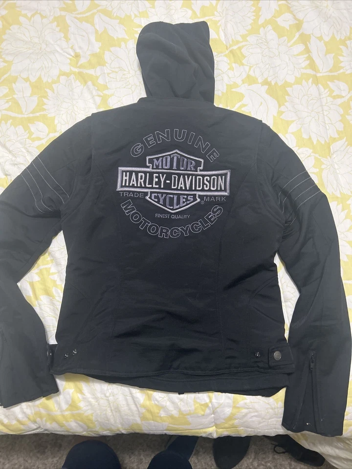 Harley Davidson Mujer 2 Piezas Chaqueta Extraíble Chaleco con Capucha Talla Pequeña Foto 2 de 4