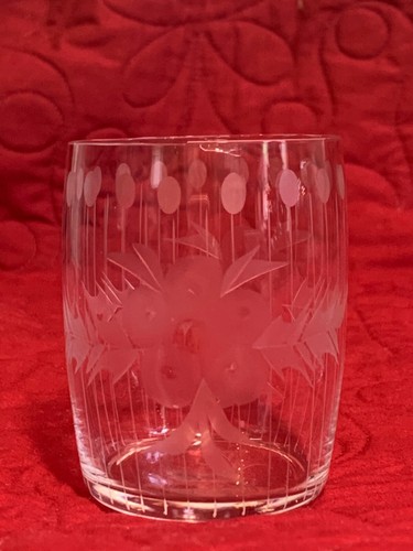 Vintage Bell Shaped Handblown Glass Bedside Carafe & cup, etched floral design - Picture 5 of 5