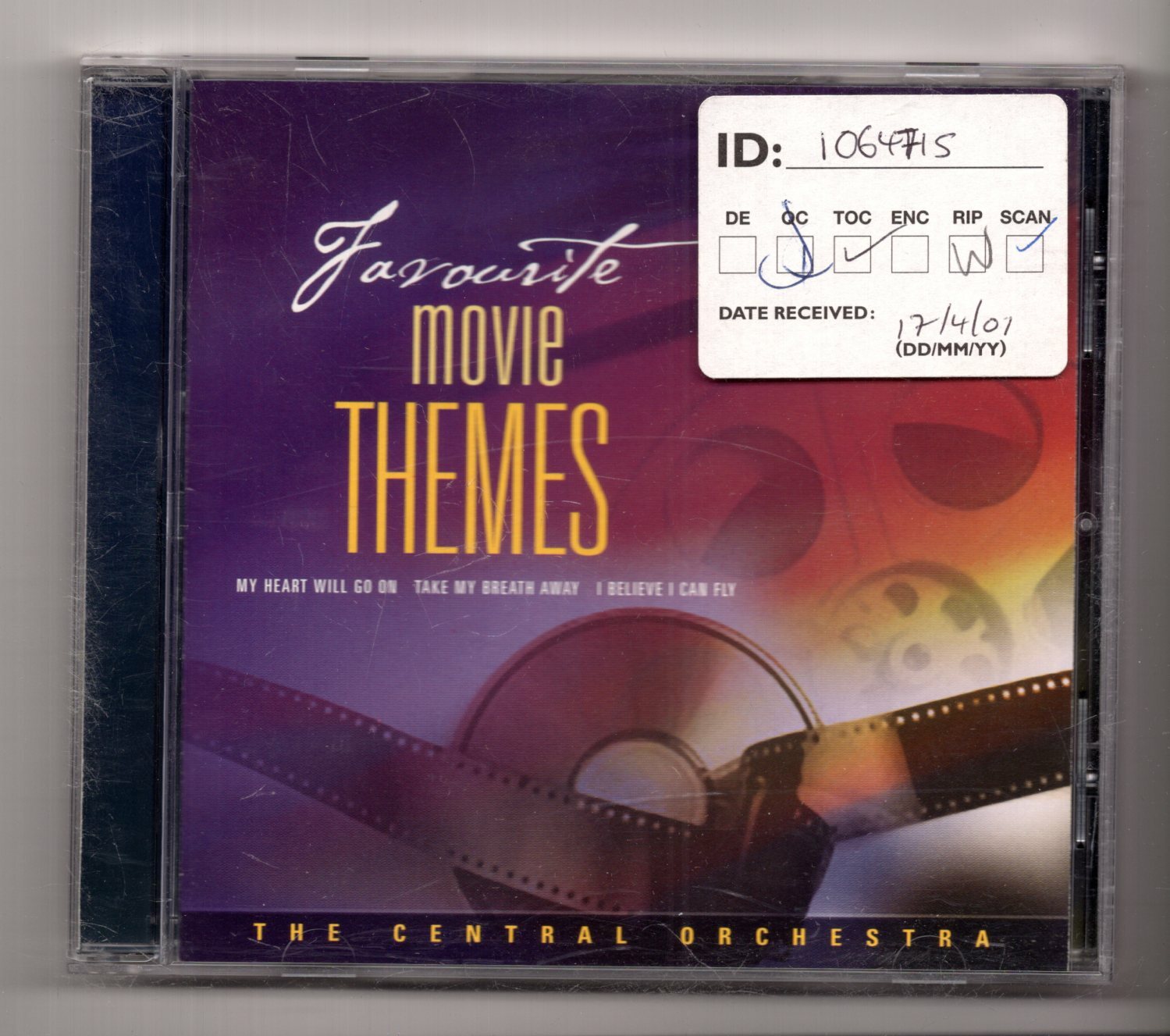 (KJ700) The Central Orchestra, Favourite Movie Themes - 2001 CD